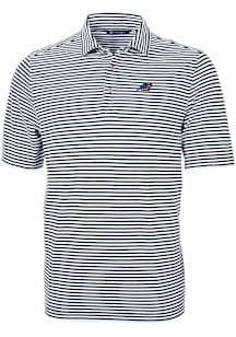 Cutter and Buck Carolina Panthers Navy Blue Americana Virtue Eco Pique Stripe Big and Tall Polo