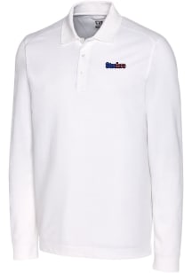 Cutter and Buck Pittsburgh Steelers Mens White Advantage Pique Long Sleeve Big and Tall Polos Sh..