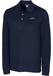 Cutter and Buck Seattle Seahawks Navy Blue Americana Advantage Pique Long Sleeve Big and Tall Polo