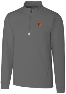Cutter and Buck Baltimore Orioles Mens Grey Traverse Stretch Long Sleeve 1/4 Zip Pullover
