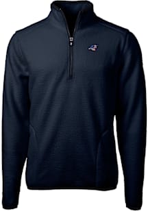 Cutter and Buck Carolina Panthers Mens Navy Blue Cascade Sherpa Big and Tall Qtr Zip