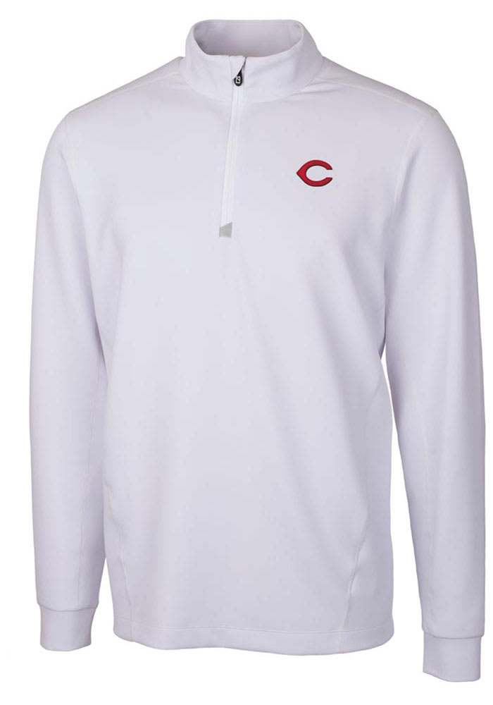 Cutter and Buck Cincinnati Reds Mens Traverse Long Sleeve Qtr Zip Pullover