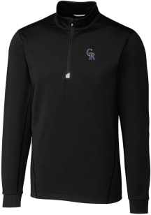 Cutter and Buck Colorado Rockies Mens Black Traverse Stretch Long Sleeve 1/4 Zip Pullover