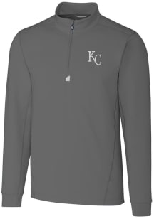 Cutter and Buck Kansas City Royals Mens Grey Traverse Stretch Long Sleeve 1/4 Zip Pullover