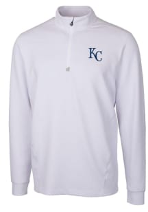 Cutter and Buck Kansas City Royals Mens White Traverse Stretch Long Sleeve 1/4 Zip Pullover