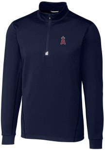 Cutter and Buck Los Angeles Angels Mens Navy Blue Traverse Stretch Long Sleeve 1/4 Zip Pullover