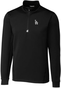 Cutter and Buck Los Angeles Dodgers Mens Black Traverse Stretch Long Sleeve 1/4 Zip Pullover