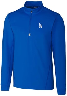 Cutter and Buck Los Angeles Dodgers Mens Blue Traverse Stretch Long Sleeve 1/4 Zip Pullover