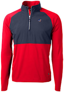 Cutter and Buck Carolina Panthers Mens Red Americana Adapt Eco Hybrid Long Sleeve Qtr Zip Pullover