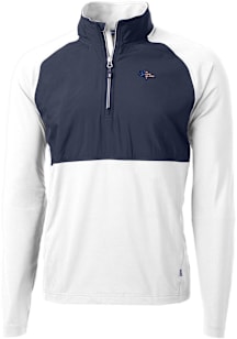 Cutter and Buck Denver Broncos Mens White Americana Adapt Eco Hybrid Long Sleeve Qtr Zip Pullover