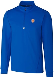 Cutter and Buck New York Mets Mens Blue Traverse Stretch Long Sleeve 1/4 Zip Pullover