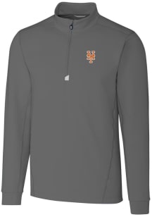 Cutter and Buck New York Mets Mens Grey Traverse Stretch Long Sleeve 1/4 Zip Pullover