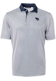 Cutter and Buck Tennessee Titans Mens Navy Blue Americana Virtue Eco Pique Micro Stripe Short Sl..