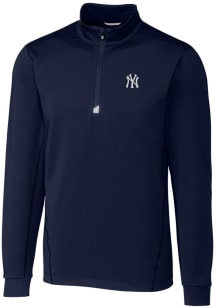 Cutter and Buck New York Yankees Mens Navy Blue Traverse Long Sleeve 1/4 Zip Pullover