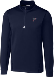 Cutter and Buck Atlanta Falcons Mens Navy Blue Traverse Long Sleeve 1/4 Zip Pullover