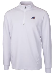 Cutter and Buck Carolina Panthers Mens White Traverse Long Sleeve 1/4 Zip Pullover