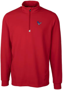 Cutter and Buck Houston Texans Mens Red Traverse Long Sleeve 1/4 Zip Pullover