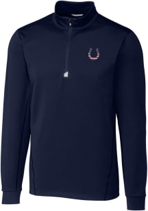 Cutter and Buck Indianapolis Colts Mens Navy Blue Americana Traverse Long Sleeve 1/4 Zip Pullove..