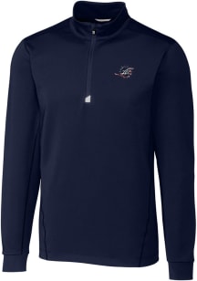 Cutter and Buck Miami Dolphins Mens Navy Blue Americana Traverse Long Sleeve 1/4 Zip Pullover