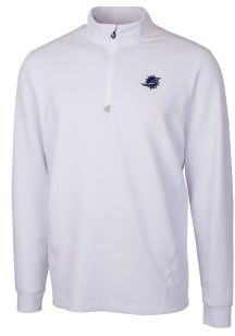 Cutter and Buck Miami Dolphins Mens White Americana Traverse Long Sleeve 1/4 Zip Pullover