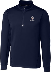 Cutter and Buck New Orleans Saints Mens Navy Blue Traverse Long Sleeve 1/4 Zip Pullover