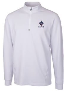 Cutter and Buck New Orleans Saints Mens White Americana Traverse Long Sleeve 1/4 Zip Pullover