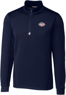 Cutter and Buck New York Jets Mens Navy Blue Americana Traverse Long Sleeve 1/4 Zip Pullover