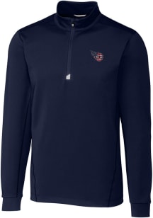 Cutter and Buck Tennessee Titans Mens Navy Blue Americana Traverse Long Sleeve 1/4 Zip Pullover