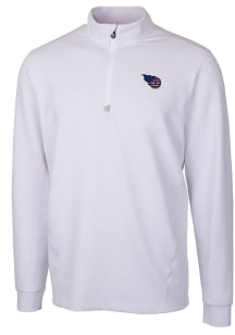 Cutter and Buck Tennessee Titans Mens White Americana Traverse Long Sleeve 1/4 Zip Pullover