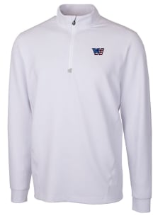 Cutter and Buck Washington Commanders Mens White Americana Traverse Long Sleeve 1/4 Zip Pullover