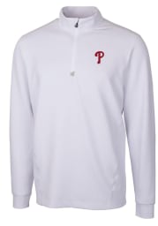 Cutter and Buck Philadelphia Phillies Mens White Traverse Stretch Pullover Jackets