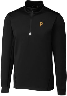 Cutter and Buck Pittsburgh Pirates Mens Black Traverse Stretch Long Sleeve 1/4 Zip Pullover