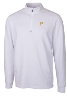 Cutter and Buck Pittsburgh Pirates Mens White Traverse Long Sleeve 1/4 Zip Pullover