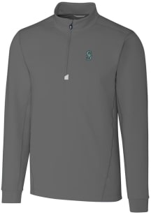 Cutter and Buck Seattle Mariners Mens Grey Traverse Stretch Long Sleeve 1/4 Zip Pullover