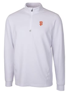 Cutter and Buck San Francisco Giants Mens White Traverse Stretch Long Sleeve 1/4 Zip Pullover