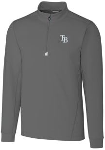 Cutter and Buck Tampa Bay Rays Mens Grey Traverse Stretch Long Sleeve 1/4 Zip Pullover