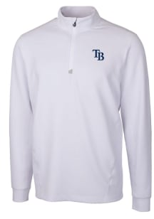 Cutter and Buck Tampa Bay Rays Mens White Traverse Long Sleeve 1/4 Zip Pullover