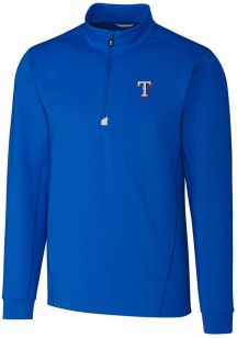 Cutter and Buck Texas Rangers Mens Blue Traverse Stretch Long Sleeve 1/4 Zip Pullover
