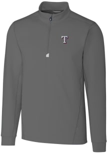 Cutter and Buck Texas Rangers Mens Grey Traverse Stretch Long Sleeve 1/4 Zip Pullover