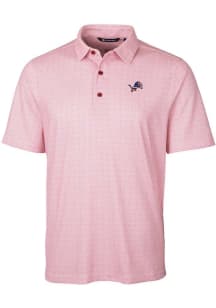 Cutter and Buck Detroit Lions Mens Red Pike Short Sleeve Polo