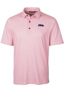 Cutter and Buck Seattle Seahawks Mens Red Americana Pike Double Dot Short Sleeve Polo