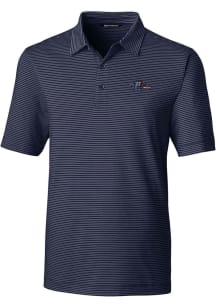 Cutter and Buck Baltimore Ravens Mens Navy Blue Americana Forge Pencil Stripe Short Sleeve Polo
