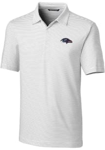 Cutter and Buck Baltimore Ravens Mens White Americana Forge Pencil Stripe Short Sleeve Polo