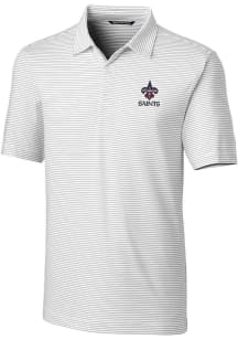 Cutter and Buck New Orleans Saints Mens White Americana Forge Pencil Stripe Short Sleeve Polo