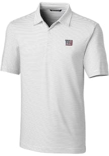 Cutter and Buck New York Giants Mens White Americana Forge Pencil Stripe Short Sleeve Polo