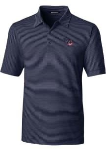 Cutter and Buck Tennessee Titans Mens Navy Blue Americana Forge Pencil Stripe Short Sleeve Polo
