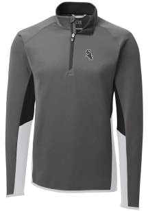 Cutter and Buck Chicago White Sox Mens Grey Traverse Colorblock Long Sleeve 1/4 Zip Pullover