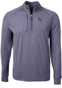 Cutter and Buck Houston Texans Mens Navy Blue Americana Adapt Eco Long Sleeve 1/4 Zip Pullover