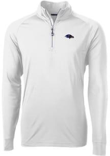 Cutter and Buck Baltimore Ravens Mens White Americana Adapt Eco Knit Long Sleeve 1/4 Zip Pullove..