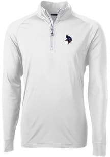 Cutter and Buck Minnesota Vikings Mens White Adapt Eco Long Sleeve 1/4 Zip Pullover